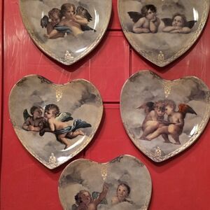 The Bradford Exchange Heart-Shaped Cherub Plates - Gold and Gray